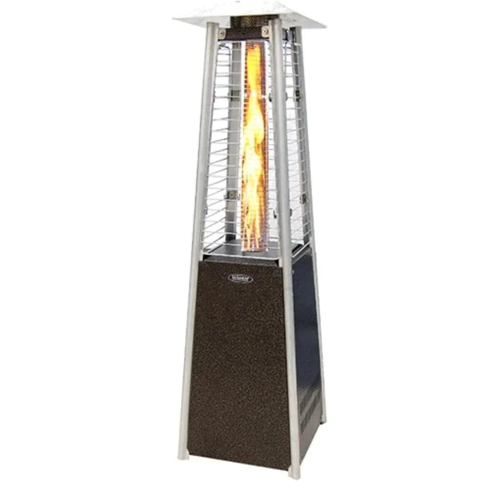 Sunheat Commercial Pyramid Portable Propane Patio Heater with Flame and Tabletop - Golden Hammered
