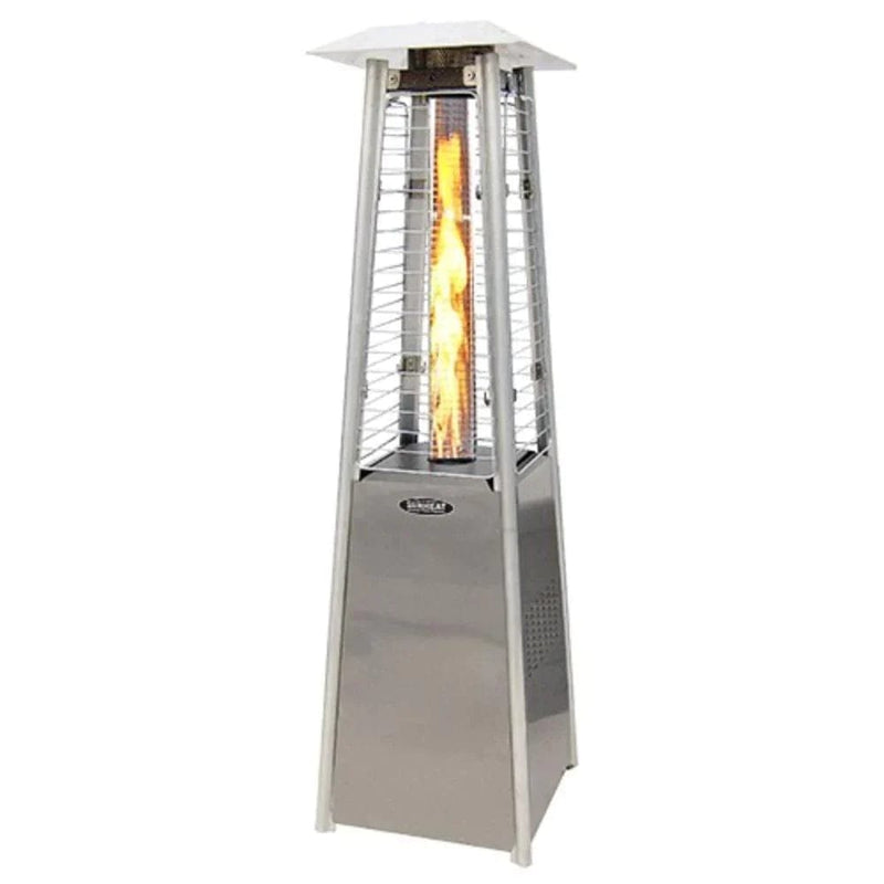 Sunheat Commercial Pyramid Portable Propane Patio Heater with Flame and Tabletop - Stainless Steel