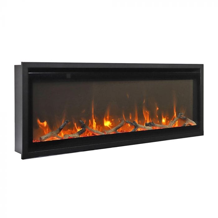 Amantii Symmetry Series Extra Slim Built-In Smart Electric Fireplace with Black Steel Surround & Remote