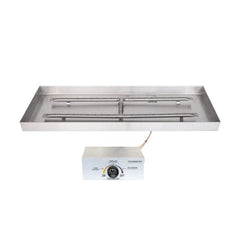 The Outdoor Plus Raised Lip Rectangular Drop-in Pan H Burner Stainless Steel with Power Control On Off and White Background