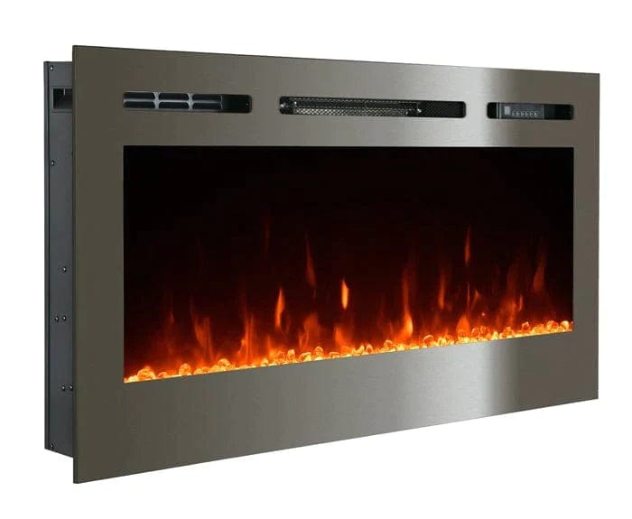 Touchstone 86273 50-Inch The Sideline Deluxe Stainless Steel Recessed Electric Fireplace