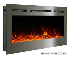 Touchstone 86273 50-Inch The Sideline Deluxe Stainless Steel Recessed Electric Fireplace