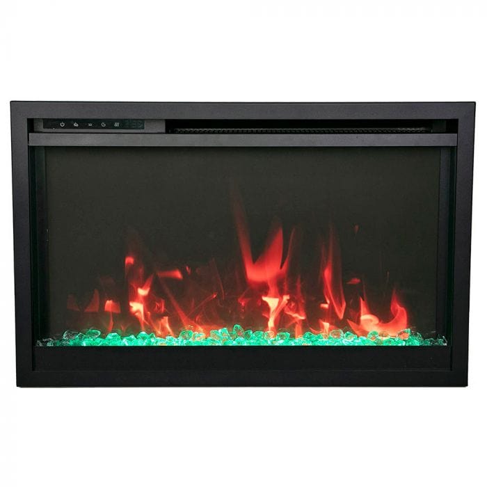 Amantii Traditional Series Extra Slim Smart Electric Fireplace Insert with Black Steel Surround & Remote