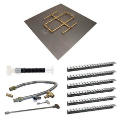 Warming Trends Crossfire Universal Paver Kit with Brass Burner, Square Plate, Flex Line Kit, Key Valve Extension Tube, and  Adjustble Installation Collars for 35-37-Inch Circular or Square Opening