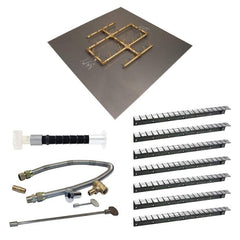 Warming Trends Crossfire Universal Paver Kit with Brass Burner, Square Plate, Flex Line Kit, Key Valve Extension Tube, and  Adjustble Installation Collars for 39-41-Inch Circular or Square Opening