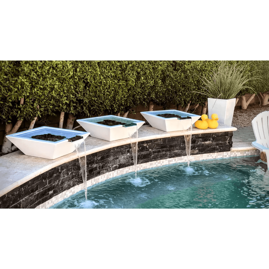 The Outdoor Plus Maya Water Bowl Set in the Side of Pool Area
