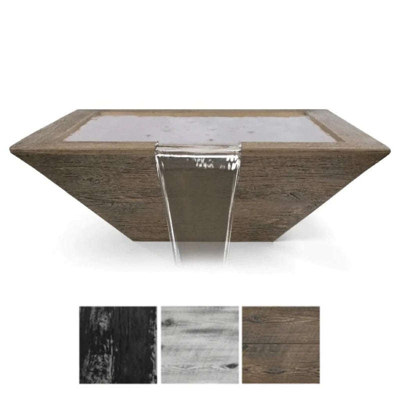 The Outdoor Plus Maya Wood Grain Water Bowl with Water Available in Different Wood Grain Finishes