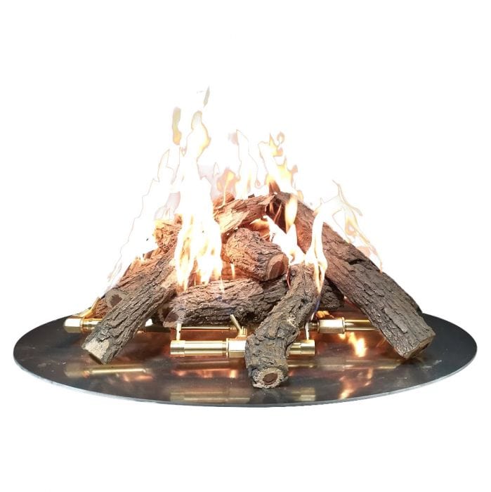 Warming Trends 12 PC Log Set For 36-42-Inch Pits Western Oak with Orange Fire and White Background