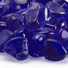 American Fire Glass ZIR-MIDBLLST-10 1-Inch Zircon Fire Pit Glass 10 Pounds, Midnight Blue Luster
